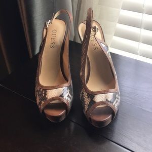 Guess snake print slingbacks